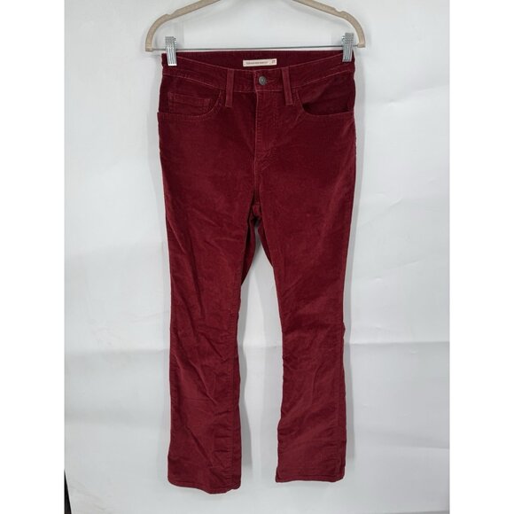 Levi’s 725 High Rise Bootcut Corduroy Jean Women 27 Red Western Bohemian Preppy - Picture 1 of 9